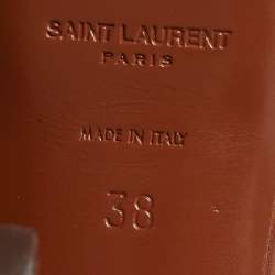 Pre Owned Saint Laurent  Size 38 Brown Leather Ankle Strap Sandals