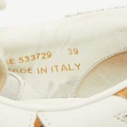 مملوكة مسبقًا Saint Laurent Court Classic Size 39 White Leather Lace Up Sneakers