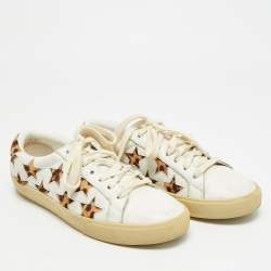 مملوكة مسبقًا Saint Laurent Court Classic Size 39 White Leather Lace Up Sneakers