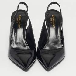مملوكة مسبقًا Saint Laurent Anja Size 39 Black Patent Leather Slimgback Pumps