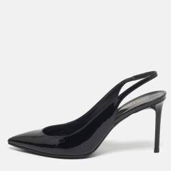 مملوكة مسبقًا Saint Laurent Anja Size 39 Black Patent Leather Slimgback Pumps