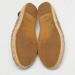 Pre Owned Saint Laurent Size 36.5 Burgundy Leather Espadrille Flats
