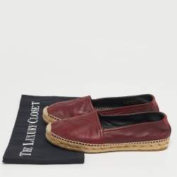 Pre Owned Saint Laurent Size 36.5 Burgundy Leather Espadrille Flats