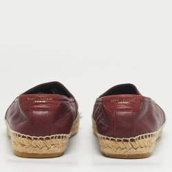 Pre Owned Saint Laurent Size 36.5 Burgundy Leather Espadrille Flats