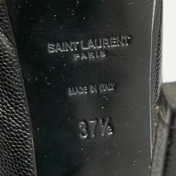 مملوكة مسبقًا حذاء كعب عالي سان لوران أنجا منصة جلد أسود مقاس 37.5