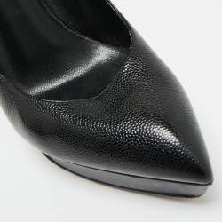 مملوكة مسبقًا حذاء كعب عالي سان لوران أنجا منصة جلد أسود مقاس 37.5