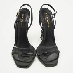 مملوكة مسبقًا Saint Laurent Opyum Size 39 Black Patent Leather Ankle Strap Sandals