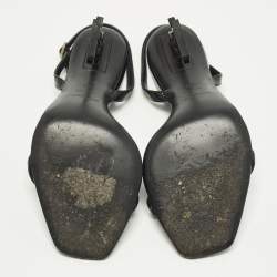 مملوكة مسبقًا Saint Laurent Opyum Size 39 Black Patent Leather Ankle Strap Sandals