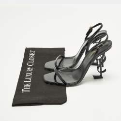 مملوكة مسبقًا Saint Laurent Opyum Size 39 Black Patent Leather Ankle Strap Sandals