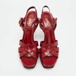 مملوكة مسبقًا Saint Laurent Tribute Size 41 Red Leather Platform Sandals