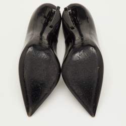 مملوكة مسبقًا حذاء كعب عالي سان لوران "أوبيوم" مقدمة مدببة جلد أسود ملمع مقاس 37