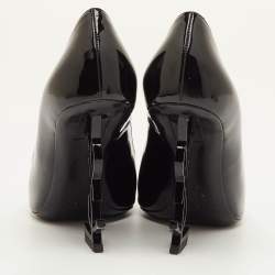 مملوكة مسبقًا حذاء كعب عالي سان لوران "أوبيوم" مقدمة مدببة جلد أسود ملمع مقاس 37