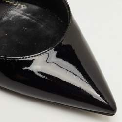 مملوكة مسبقًا حذاء كعب عالي سان لوران "أوبيوم" مقدمة مدببة جلد أسود ملمع مقاس 37