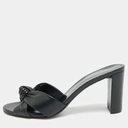 مملوكة مسبقًا Saint Laurent Bianca Size 41 Black Leather Slide Sandals