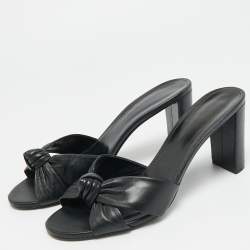مملوكة مسبقًا Saint Laurent Bianca Size 41 Black Leather Slide Sandals