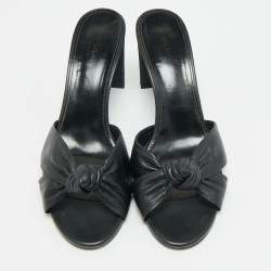 مملوكة مسبقًا Saint Laurent Bianca Size 41 Black Leather Slide Sandals
