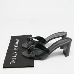 مملوكة مسبقًا Saint Laurent Bianca Size 41 Black Leather Slide Sandals