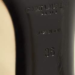 Pre Owned حذاء كعب عالي سان لوران جلد لامع كريمي مقاس 36