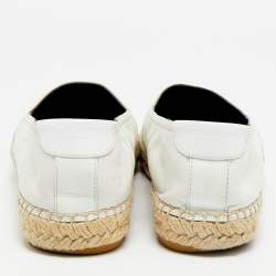 Pre Owned Saint Laurent Cassandre Size 38.5 White Leather Espadrille Flats