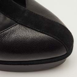 Pre Owned حذاء كعب عالي سان لوران إيزى واي جلد وملمس سويدي أسود نعل سميك مقاس 38