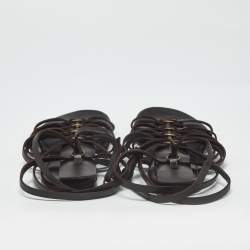 Pre Owned Saint Laurent Size 37 Brown Leather Gladiator Sandals