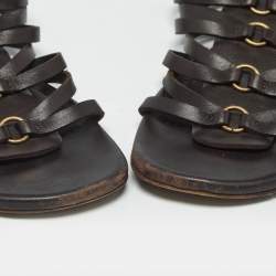 Pre Owned Saint Laurent Size 37 Brown Leather Gladiator Sandals