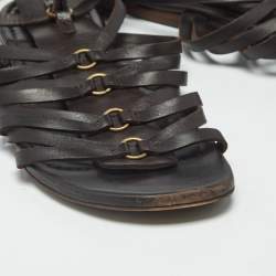 Pre Owned Saint Laurent Size 37 Brown Leather Gladiator Sandals