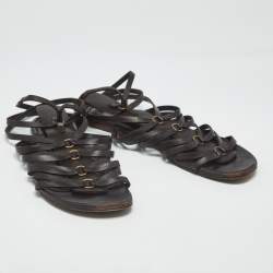 Pre Owned Saint Laurent Size 37 Brown Leather Gladiator Sandals