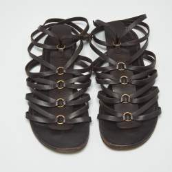 Pre Owned Saint Laurent Size 37 Brown Leather Gladiator Sandals