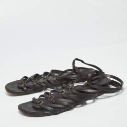 Pre Owned Saint Laurent Size 37 Brown Leather Gladiator Sandals