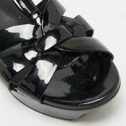 Pre Owned Saint Laurent Tribute Size 39 Black Patent Leather Platform Sandals