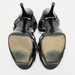 Pre Owned Saint Laurent Tribute Size 39 Black Patent Leather Platform Sandals