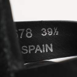 مملوكة مسبقًا Saint Laurent Black Leather Tribute Espadrille Wedge Sandals Size 39.5