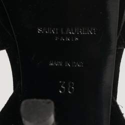 مملوكة مسبقًا Saint Laurent Tribute Size 38 Black Velvet Platform Sandals