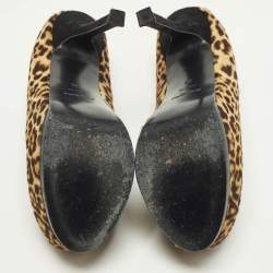 مملوكة مسبقًا حذاء كعب عالي سان لوران باريس تريبتو جلد لامع بيج مقاس 39