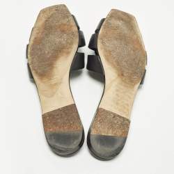 مملوكة مسبقًا Saint Laurent Paris Tribute Size 41.5 Black Leather Flat Slides