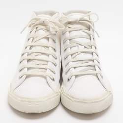 مملوكة مسبقًا حذاء رياضي سان لوران ماليبو أبيض كانفاس عالي مقاس 38.5