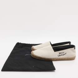 Pre Owned حذاء إسبادريل سان لوران فلات جلد بيج كاساندرا مقاس 39