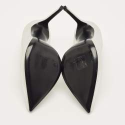 Pre Owned Saint Laurent Zoe Size 38.5 Silver Leather Pumps