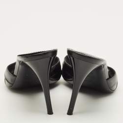 مملوكة مسبقًا صندل سان لوران LA 16 جلد أسود مقاس 39