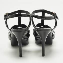 Pre Owned Saint Laurent Tribute Size 40 Black Patent Leather Platform Sandals