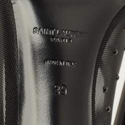 مملوكة مسبقًا حذاء كعب عالي سان لوران أنجا شبكة وجلد أسود مقاس 39