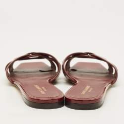 Pre Owned صندل فلات سان لوران باريس "تريبوت" جلد لامع بيج مقاس 38