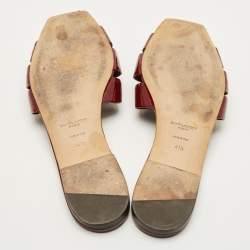 Pre Owned صندل فلات سان لوران باريس "تريبوت" جلد لامع بيج مقاس 38