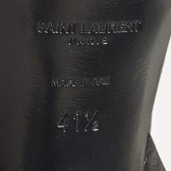 Pre Owned صندل سان لوران سير كاحل جلد منقوش بكعب عريض ذهبي مقاس 38.5