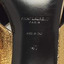 Pre Owned صندل سان لوران باريس لولو جلد بيج مقاس 38.5