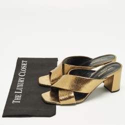 Pre Owned صندل سان  لوران باريس لولو جلد بيج مقاس 38.5