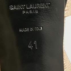 Pre Owned صندل سان لوران باريس جلد ذهبي ميتاليك منقوش تريبوت نعل سمبك مقاس 40.5