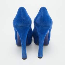 مملوكة مسبقًا Saint Laurent  Palais Size 39 Blue Leather Platform Pumps