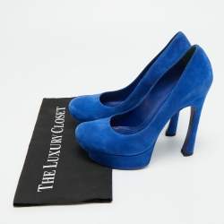 مملوكة مسبقًا Saint Laurent  Palais Size 39 Blue Leather Platform Pumps